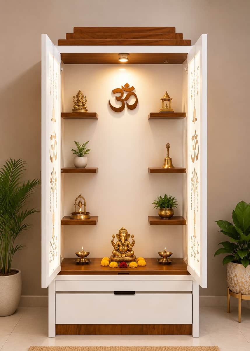 MDF Polish mandir design